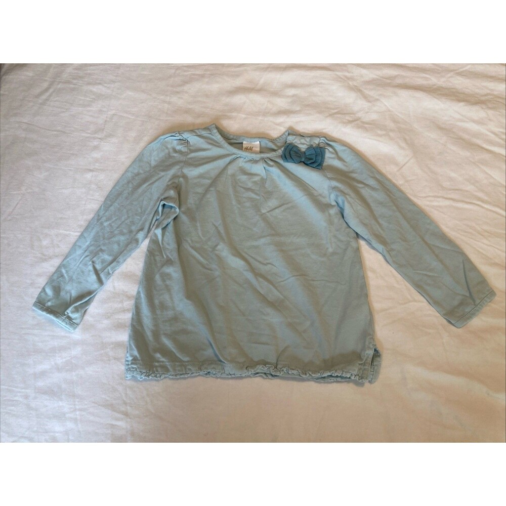 12-18 Months H&M baby girl clothes - one piece long sleeve top | bow theme